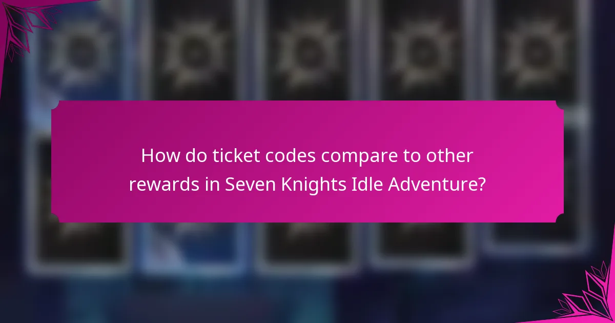 How do ticket codes compare to other rewards in Seven Knights Idle Adventure?