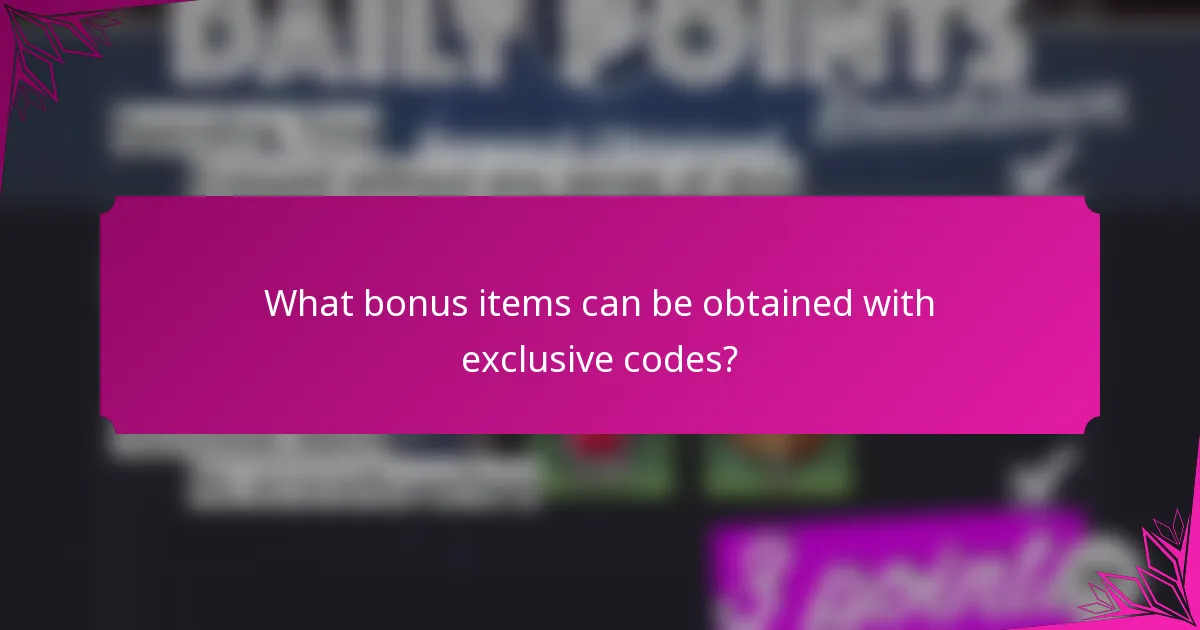 What bonus items can be obtained with exclusive codes?